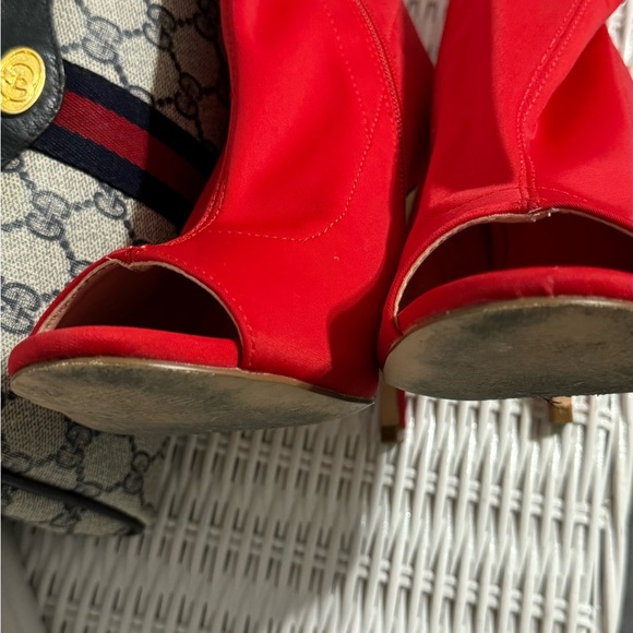 Red Nylon Peep toe booties - Picture 10 of 11